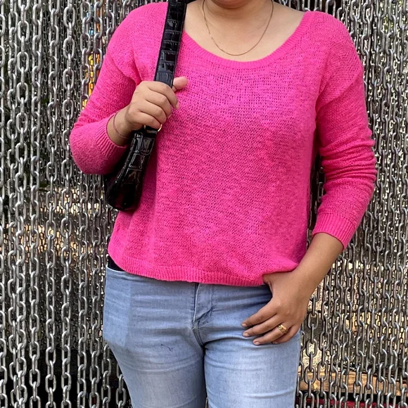 Abercrombie & fitch bright pink back crotchet sweater - Picture 5 of 8